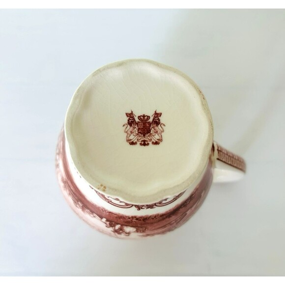 Vintage Red Transferware Creamer & Sugar Bowl Set w/Lid Victorian Ironstone - Picture 7 of 14